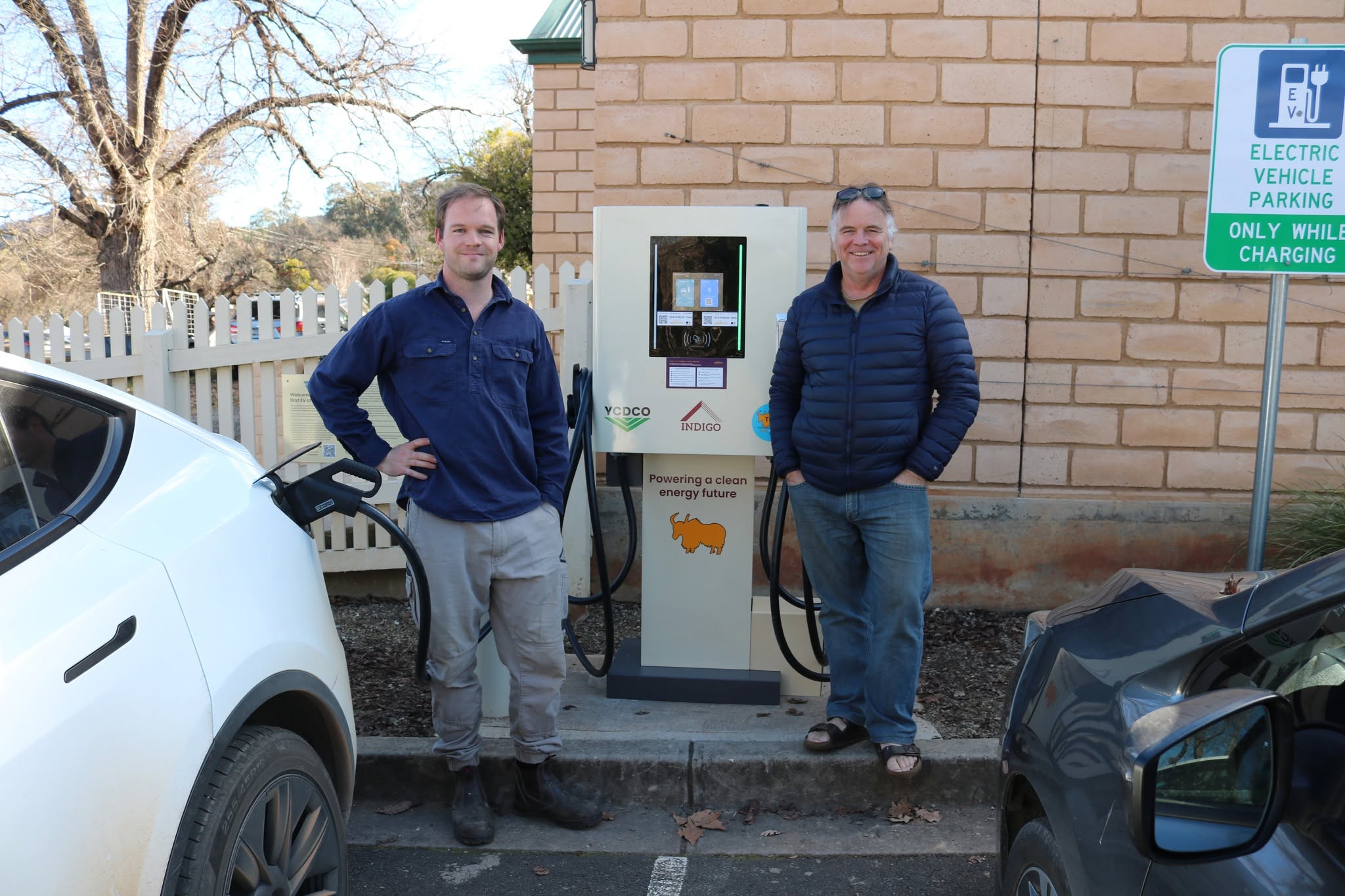 Public EV charger supporting community energy and electrification.